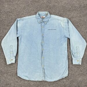 Vintage Pro Elite Grand Lodge of Florida Button Shirt Mens Size Large Blue Denim